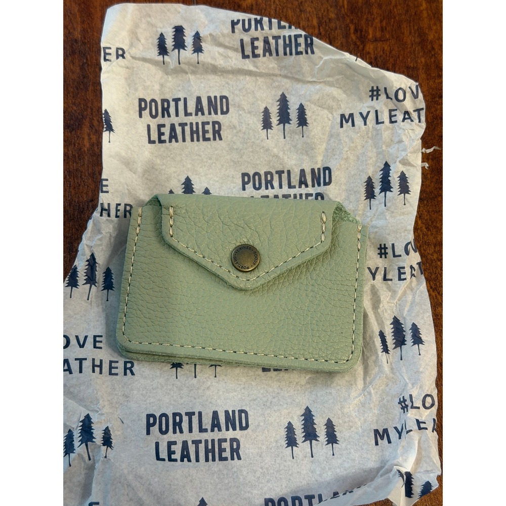 Portland Leather Goods Sage Green Pebbled Leather Mini Envelope Snap Wallet